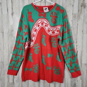 Cesar Holiday Ugly Sweater Red Green Size Large